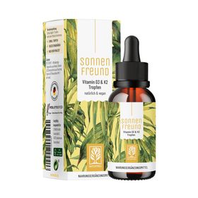 1000 I.E. Vitamin D3 K2 1200 Tropfen 30 ml hochdosiert pflanzlich Sonnenfreund NATURTREU®