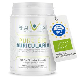 BEAUVITAL® Pure Bio Auricularia Kapseln, Judasohr (Auricularia auricula-judae) aus EU-Anbau