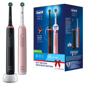 Oral-B - Elektrische Zahnbürste "Pro 3 + 2. Handstück" in Schwarz und Pink