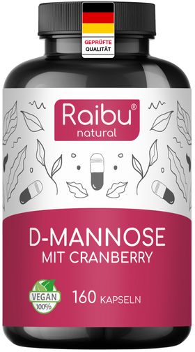 D-Mannose mit Cranberry Kapseln, Hergestellt in Deutschland, 160 St- RAIBU