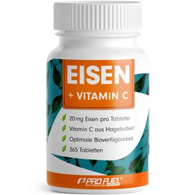 ProFuel - Eisentabletten mit 20 mg Eisen + Vitamin C (20mg) aus Hagebutten