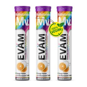 EVÄM Multivitamin Brausetabletten = 10 Vitamine | Energie & Immunsystem | Vegan - 3er Pack