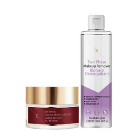 ErthSkin London Retinol-Nachtfeuchtigkeitscreme + Zweiphasen-Make-up-Entferner set