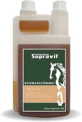 Supravit Schwarzkümmelöl für Pferd & Hund – 1 l Dosierflasche | frisch kaltgepresst & 100% naturrein