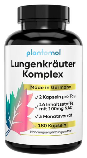 plantomol® Lungenkraut PLUS Kapseln - 16-fach Komplex mit Lungwort Malvenblättern Thymian & mehr