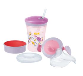 NUK Trinklernset mit drei Trinkaufsätzen lila/rosa