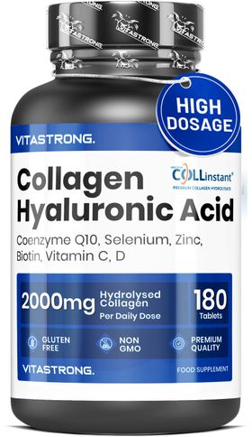 Vitastrong Kollagen Hyaluronsäure - 180 Kapseln, 2000 mg COLLinstant Kollagen