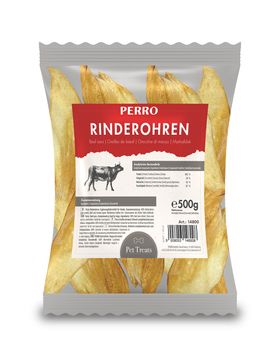 PERRO Rinderohren - mittelharter Kauartikel für Hunde