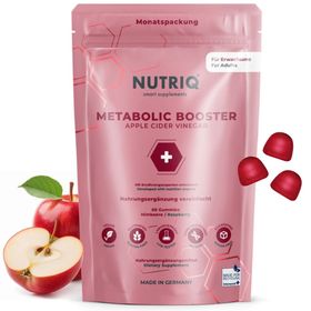 NUTRIQ Metabolic Booster Apfelessig Gummies 1000 mg, Vitamin B12, B6 & Folsäure, vegan, zuckerfrei