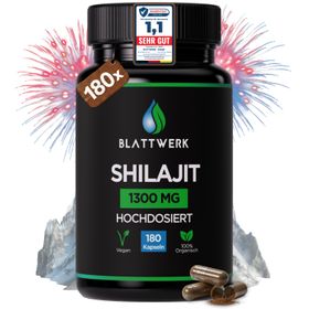 Himalaya Shilajit original - 3 MONATE VORRAT - 180 Kapseln / 1300 mg  - Laborgeprüft - BLATTWERK