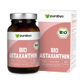 PURABYO BIO Astaxanthin Kapseln, Mikroalge aus Bio-EU-Landwirtschaft, im Glas