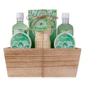 Geschenkset Badeset Pflegeset Wellness Aloe Vera 6-teiliges Pflegeset in Holzbox