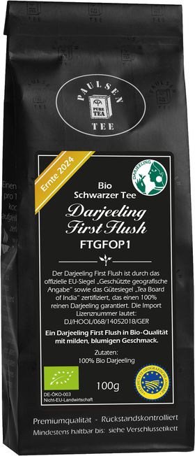 Paulsen Darjeeling First Flush FTGFOP1, Ernte 2024, schwarzer Tee, Bio