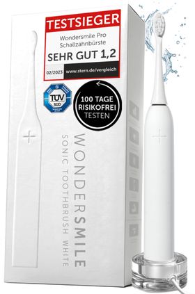 Wondersmile Schallzahnbürste Pro All White - Testsieger - 100 Tage risikofrei testen