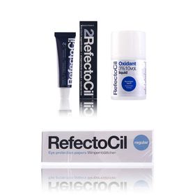 Refectocil Wimpernfarbe blauschwarz 2 & Oxidant flüssig 3% & Wimpernblättchen Set