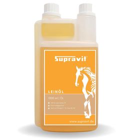 Supravit Leinöl Pferde & Hunde 1 Liter frisches Leinsamenöl kaltgepresst | Für glänzendes Fell