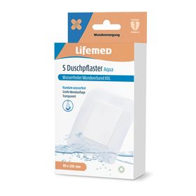 Lifemed Duschpflaster XXL, 8 cm, transparent "Aqua", 5er Pack