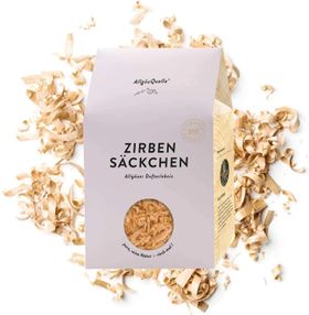 AllgäuQuelle Bio Zirben-Säckchen mit 100% Bio-Zirbenspäne. Natürliches Duftkissen Duftsäckchen