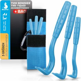 BluePet 3er Set Zeckenhaken mit Tasche als Zeckenentferner