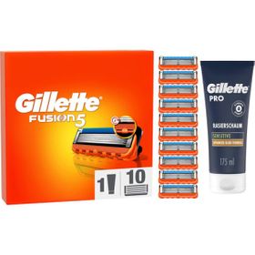 Gillette Fusion 5 Rasierklingen und Bartpflege Set, 10 Ersatzklingen für Nassrasierer Herren + Gill