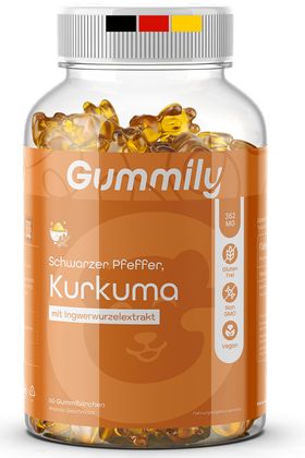 Gummily® 250 mg Kurkuma Gummibärchen mit schwarzer Pfeffer - BIO Kurkuma Kapseln alternative