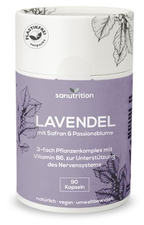 Sanutrition® - Lavendel (mit Safran & Passionsblume) | Innere Ruhe mit Vitamin B5, B6 & B12