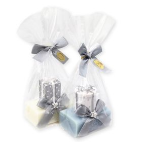 Florex - Schafmilchseife eckig, dekoriert mit Geschenkspaket in Cello, Classic/Eisblume
