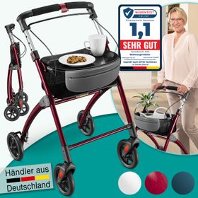 ELONEO Wohnungsrollator mit Feststellbremse, Aluminium-Rahmen & abnehmbares Tablett