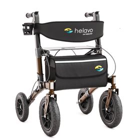 Helavo Outdoor Rollator mit pannensicheren Vollgummireifen faltbar mit Sitz