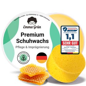 Emma Grün® Schuhwachs farblos mit Bienenwachs inkl. wiederverwendbarem Schwamm