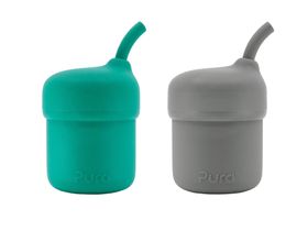 Pura my-my Silikon Strohhalmbecher 150ml Mint & Slate Set