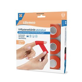 Lifemed Pflasterverbände selbsthaftend 5 m x 2,5 cm rot