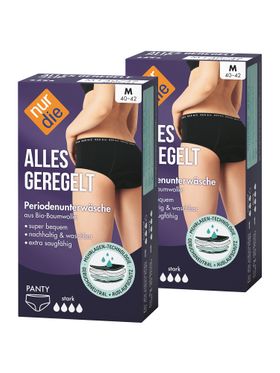 NUR DIE Doppelpack Periodenunterwäsche Alles Geregelt Panty stark - schwarz - Größe 36-38