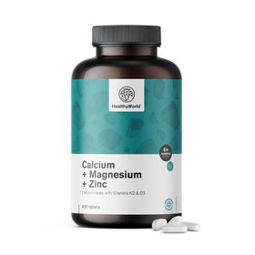HealthyWorld Calcium + Magnesium + Zink – 9 Vitalstoffe mit Vitamin D3 & K2