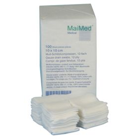 MaiMed Mull - Schlitzkompressen unsteril 8- lagig 10 x 10 cm