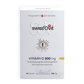 SwissOvit Vitamin C 500 mg Kapseln für Immunschutz, Wundheilung + Bindegewebe, vegan