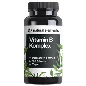 natural elements Vitamin B Komplex – 180 Tabletten – mit Bio-Aktivformen, Quatrefolic® & Kofaktoren