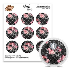Diasticker® FreeStyle Libre 3 Sticker "Black Floral"