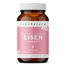 InnoNature Eisen + Vitamin C Kapseln | aus Curryblatt-Extrakt und Hagebutte-Extrakt