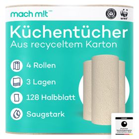 4 x Küchenrolle 3-lagig aus recyceltem Karton mach m!t PURE