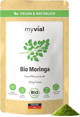 myvial® Bio Moringa Pulver - Blattpulver aus Moringa Oleifera - fein vermahlen
