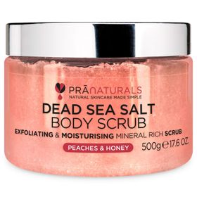 PraNaturals Körperpeeling mit Salz aus dem Toten Meer und Pfirsich & Honig