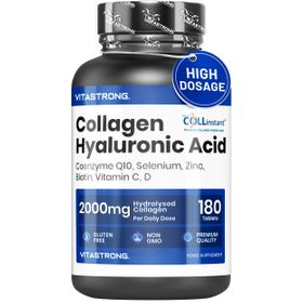 Vitastrong COLLAGEN HYALURONSÄURE - 2000mg COLLinstant Kollagen - 180 Tabletten