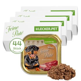 44 x 150 g Lecker.Pet® Gino's Feine Paté Reich an Rind Hundefutter Nassfutter Vollnahrung