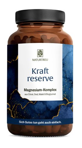 Magnesium Komplex 180 vegane Kapseln hochdosiert 400 mg Bisglycinat Kraftreserve NATURTREU®