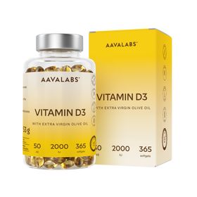 Aavalabs Vitamin D3 2000 IE | Vit D3 Hochdosiert | 1-Jahres-Vorrat