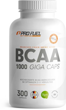 BCAA 1000 Giga Caps - 300x 1000 mg BCAA-Kapseln - hochdosiert mit 8000mg - laborgeprüft, 100% vegan