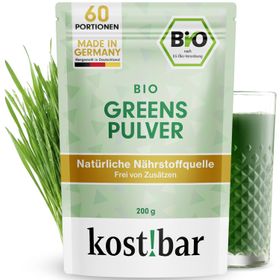 kost!bar BIO Greens Pulver | 60 Portionen | 5 Bio-Grassaftpulver | Vitamine & Kalium | zusatzfrei