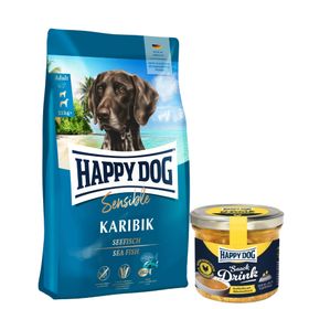 Happy Dog Supreme Karibik + Happy Dog Snack Drink mit Hähnchenfleisch