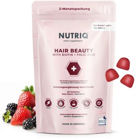 NUTRIQ Hair Beauty Premium Biotin Gummies, 2 Monate, Haar Vitamine mit Zink, vegan, zuckerfrei